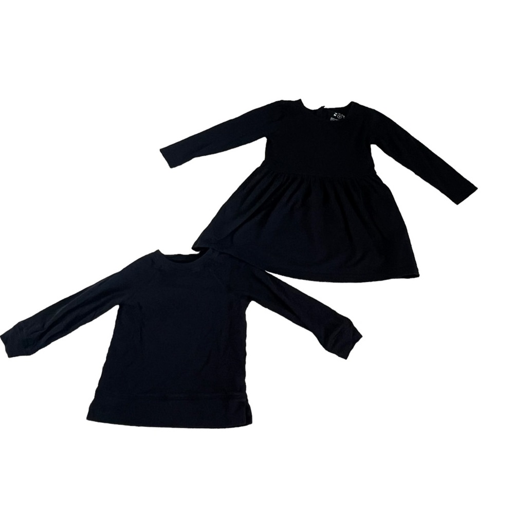 Primary Solid Black Bundle Size 3 - Long Sleeve Pocket Playdress & Tunic